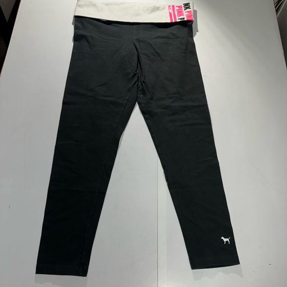 Pink Victoria’s Secret women’s size large yoga leggings with‎ roll down top - Picture 3 of 9